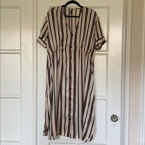 Zara Silky Striped Shirtdress